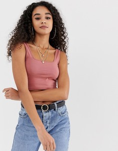 Розовый короткий топ с квадратным вырезом ASOS DESIGN