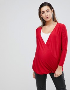 Топ из крепа с запахом ASOS Maternity-Красный