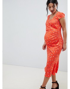 Платье миди для кормящих мам с принтом в горошек & You-Мульти Y.O.U.