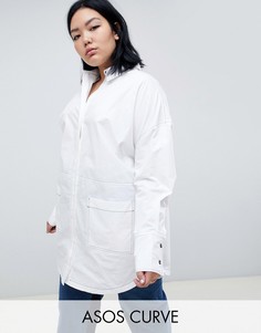 Oversize-рубашка с контрастной строчкой ASOS WHITE Curve-Белый