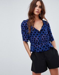 Топ в горошек с короткими рукавами Fashion Union-Синий