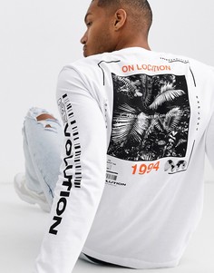 Белый лонгслив с принтом Topman