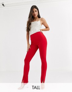 Красные брюки-сигареты с разрезами Missguided Tall-Красный