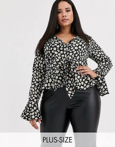 Блузка с анималистичным принтом и баской Missguided Plus-Мульти