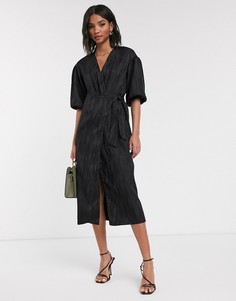 Черное платье миди с запахом Topshop-Черный