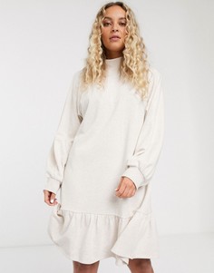 Бежевое свободное трикотажное платье из органического хлопка Monki-Бежевый