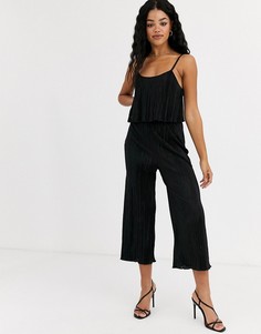 Черный комбинезон плиссе Miss Selfridge