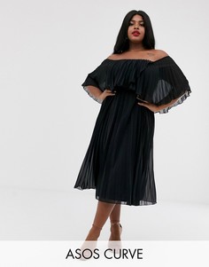 Двухслойное платье-бандо миди ASOS DESIGN Curve-Черный