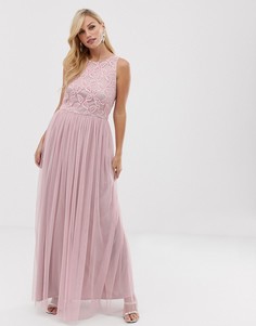 Платье макси с плиссированной юбкой Little Mistress-Розовый