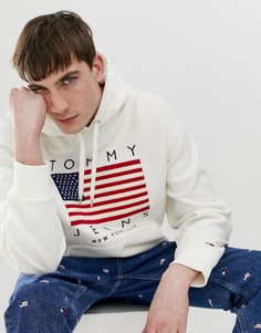 Белый худи с принтом логотипа Tommy Jeans US