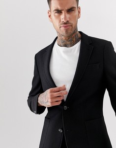 Черный фактурный приталенный блейзер ASOS DESIGN
