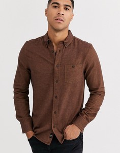 Рубашка имбирного цвета с узором \в елочку\" Burton Menswear-Коричневый