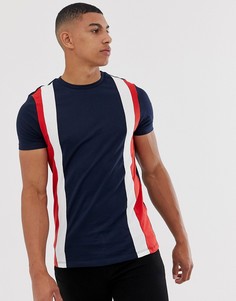 Футболка колор блок из органического хлопка ASOS DESIGN-Темно-синий