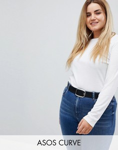 Кожаный ремень для джинсов ASOS DESIGN Curve-Черный