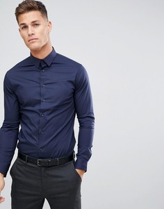 Темно-синяя эластичная строгая рубашка Celio-Темно-синий