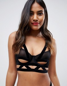 Бархатный бюстгальтер на косточках с вырезами ASOS DESIGN-Черный