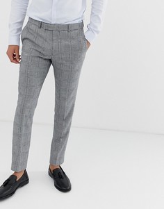 Узкие брюки в клетку Moss London-Серый