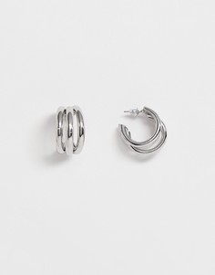 Серебристые серьги-кольца ASOS DESIGN-Серебряный