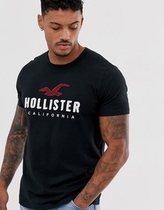 Черная футболка с логотипом Hollister-Черный