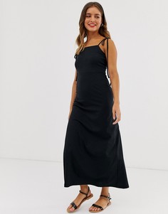 Сарафан макси с бретелями на завязках ASOS DESIGN-Черный