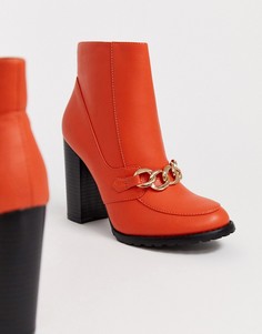 Ботинки на блочном каблуке с цепочкой Co Wren-Оранжевый