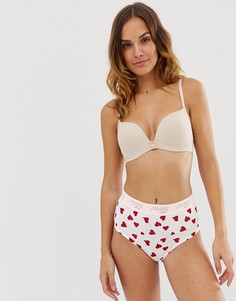 Трусы с завышенной талией и принтом сердечек Sloggi Modern Vintage-Белый