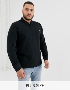 Черное поло из пике с длинными рукавами Original Penguin Big & Tall-Черный