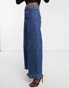 Джинсы с завышенной талией и широкими штанинами ASOS DESIGN-Синий