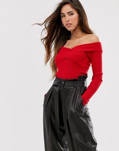 Джемпер с открытыми плечами Miss Selfridge-Красный