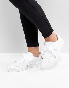 Белые лакированные кроссовки Puma Basket Heart-Белый