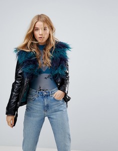 Байкерская куртка с искусственным мехом Minkpink Midknight-Черный