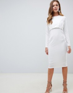 Платье миди с корсетом на косточках ASOS DESIGN-Белый