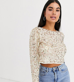 Лонгслив с пайетками ASOS DESIGN Petite-Золотой