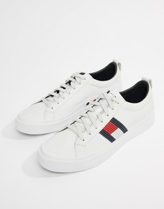Белые кожаные кроссовки с флагом Tommy Hilfiger-Белый