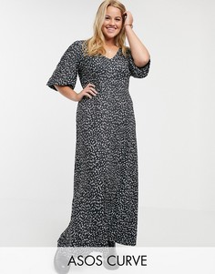 Чайное платье макси в горошек ASOS DESIGN Curve-Мульти