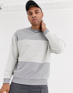Oversize-свитшот со вставками ASOS DESIGN-Серый