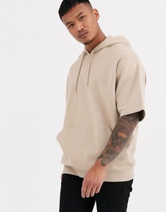 Бежевое oversize-худи с короткими рукавами ASOS DESIGN-Бежевый