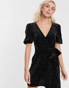 Бархатное чайное платье мини с блестками ASOS DESIGN-Черный