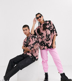 Oversize-футболка с принтом тай-дай и кольцом COLLUSION Unisex-Розовый