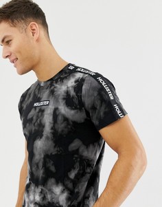 Черная футболка с эффектом кислотной стирки и логотипом Hollister-Черный