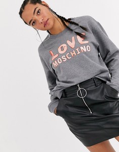 Свитшот с логотипом Love Moschino-Серый