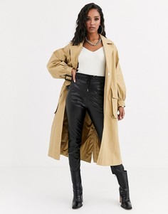 Тренч кремового цвета в стиле милитари ASOS DESIGN-Кремовый