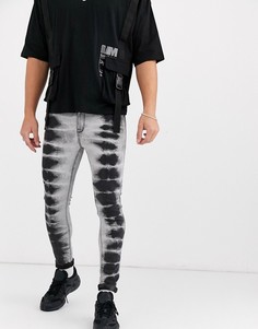 Черные эластичные джинсы с напылением и принтом тай-дай ASOS DESIGN-Черный