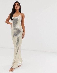 Золотистое платье на тонких бретельках с пайетками Missguided-Золотой