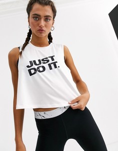 Белая укороченная майка с мраморным принтом Nike Training-Белый