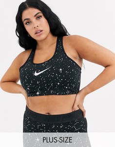 Черный бюстгальтер средней поддержки с принтом Nike Training Plus
