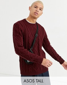 Плотный бордовый джемпер ASOS DESIGN Tall-Красный