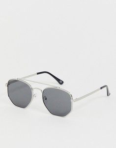 Серебристые солнцезащитные очки-авиаторы ASOS DESIGN-Серебряный