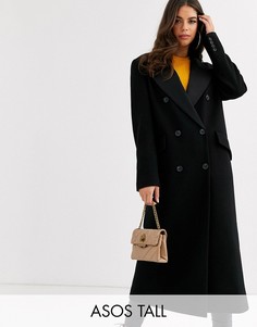 Черное пальто макси ASOS DESIGN Tall-Черный