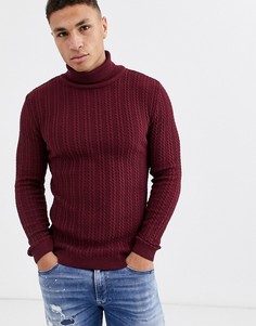 Облегающий бордовый джемпер с высоким воротом ASOS DESIGN-Красный